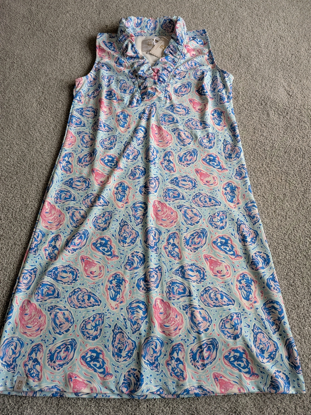 🌼B2G1🌼 Simply Southern Blue Pink Shell Pattern Mini Dress Size Small NWT